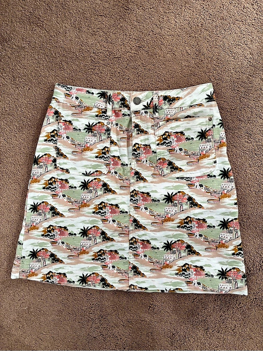 Boden Sicilian Printed Mini Jean Skirt Size 6